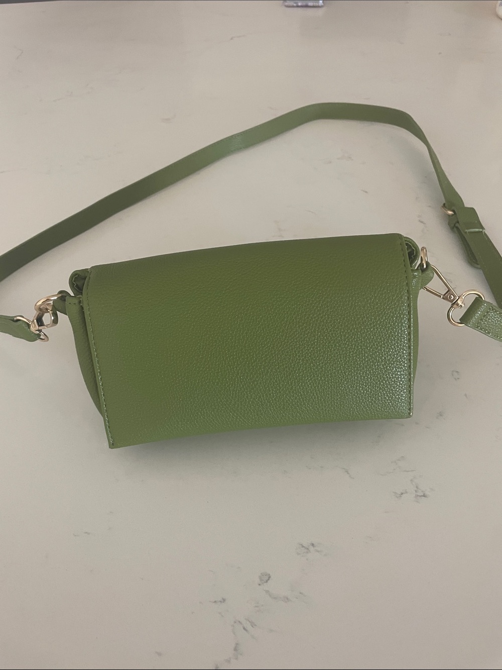 Anthropologie Olive Green Pebbled Leather Crossbody